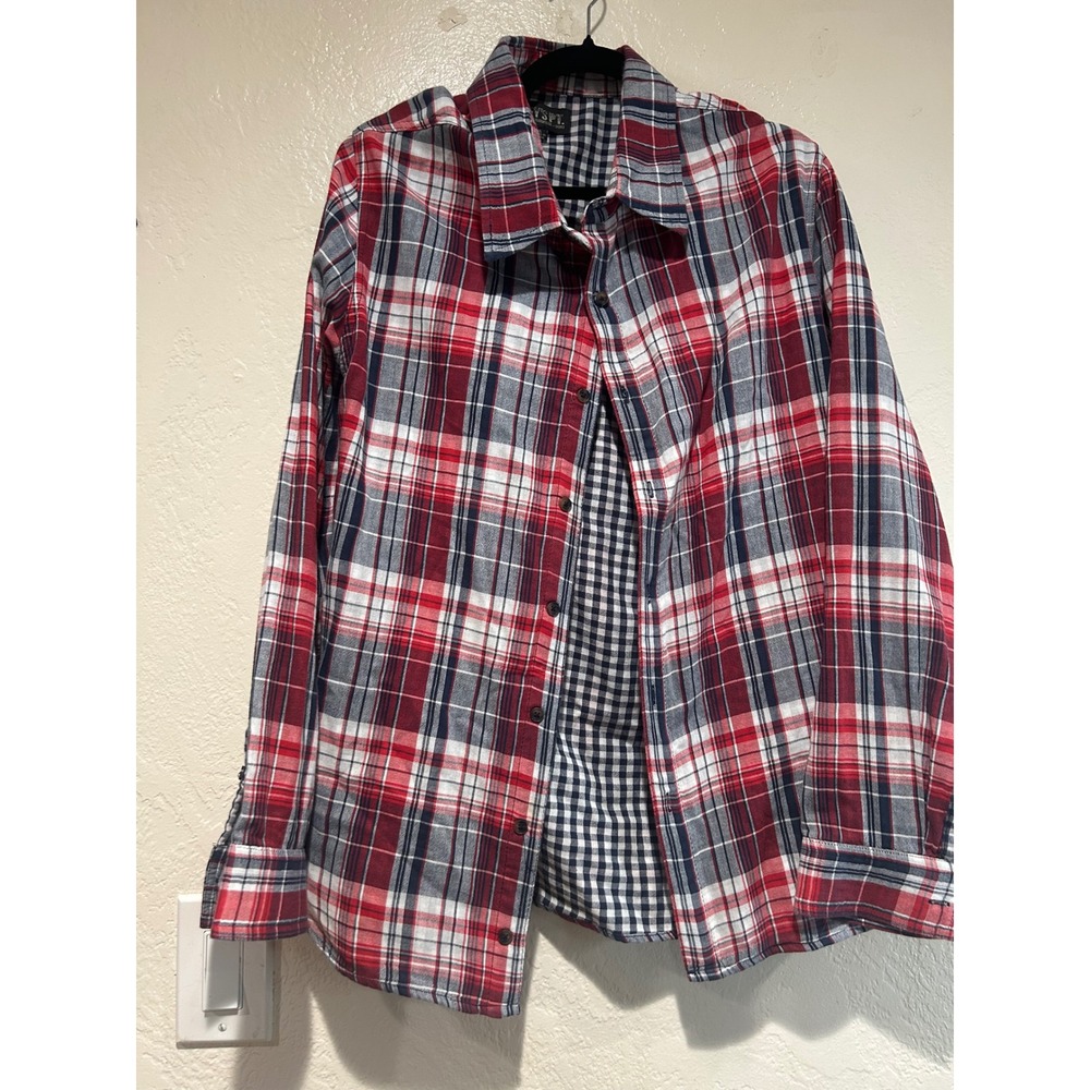 Baileys Pt Mens XL Plaid Button Down Shirt Gingham Lined Cotton Long Slv